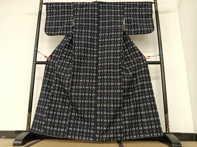 平和屋着物●上質な紬 幾何学文様 正絹 逸品 AABA0081zg