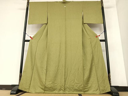 平和屋着物●上質な色無地 草花地紋 媚茶色 正絹 逸品 AABA0084zg