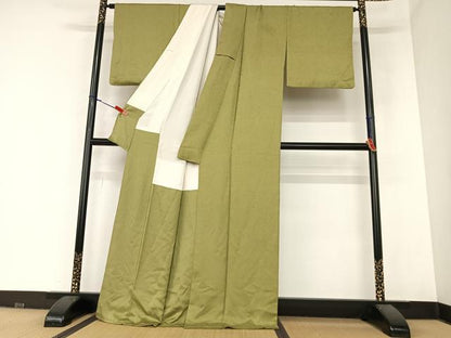 平和屋着物●上質な色無地 草花地紋 媚茶色 正絹 逸品 AABA0084zg
