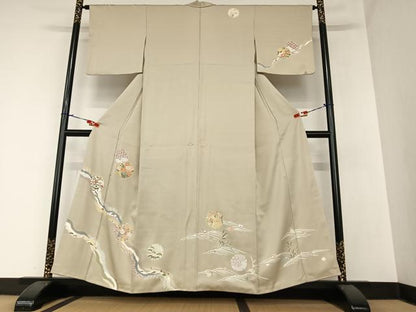 平和屋着物●訪問着 友禅 駒刺繍 雪輪重ね花文 金彩 正絹 逸品 AABA0085zg