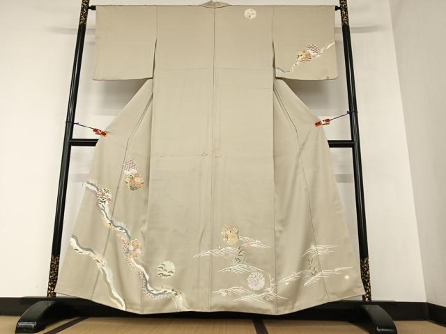 平和屋着物●訪問着 友禅 駒刺繍 雪輪重ね花文 金彩 正絹 逸品 AABA0085zg