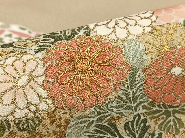 平和屋着物●訪問着 友禅 駒刺繍 雪輪重ね花文 金彩 正絹 逸品 AABA0085zg