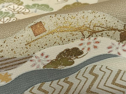平和屋着物●訪問着 友禅 駒刺繍 雪輪重ね花文 金彩 正絹 逸品 AABA0085zg