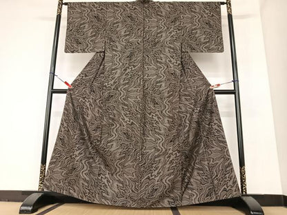 平和屋着物●本場大島紬 泥染 カタス7マルキ 流水文 正絹 逸品 AABA0086zg