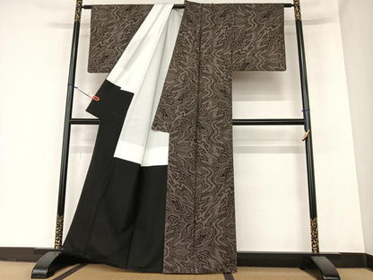 平和屋着物●本場大島紬 泥染 カタス7マルキ 流水文 正絹 逸品 AABA0086zg