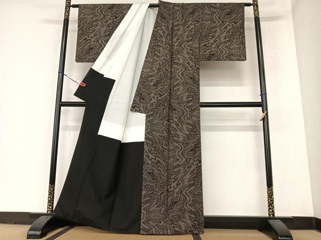 平和屋着物●本場大島紬 泥染 カタス7マルキ 流水文 正絹 逸品 AABA0086zg