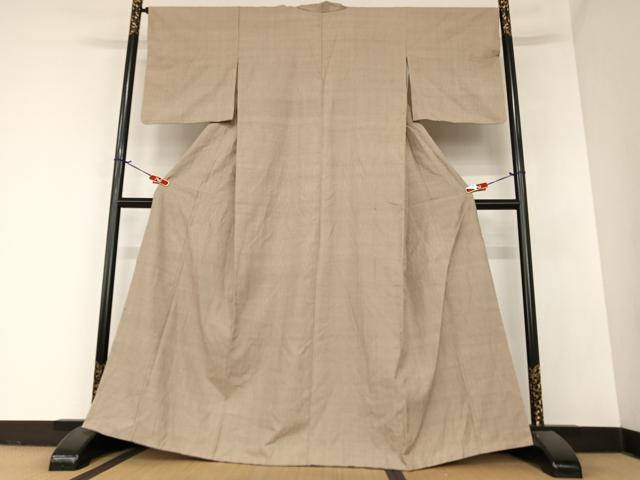平和屋着物●上質な紬　色無地　柴染色　正絹　逸品　AABA0093zg