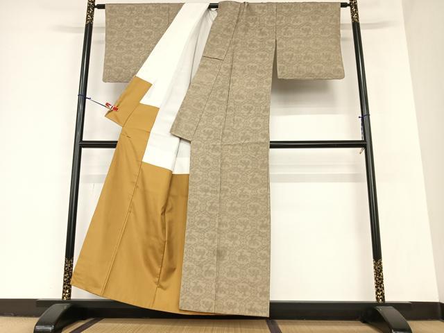 平和屋着物●結城紬　100亀甲　飛び亀甲柄　有栖川文様　正絹　逸品　AABA0099zg