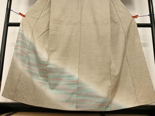平和屋着物●訪問着 紬地 横段霞文 暈し染め 正絹 逸品 AABA0100zg