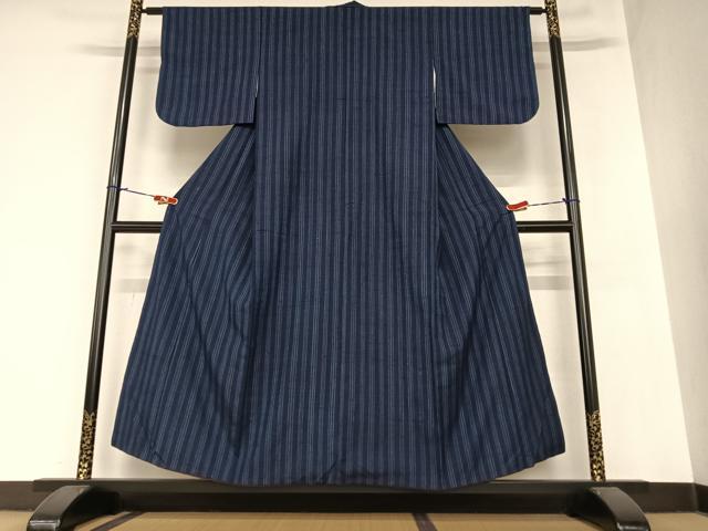 平和屋着物●上質な紬 縞 正絹 逸品 AABA0105zg