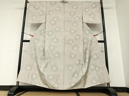 平和屋着物●本場大島紬 白大島 更紗花文 正絹 逸品 AABA0106zg