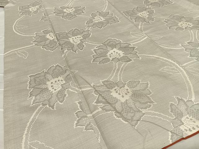 平和屋着物●本場大島紬 白大島 更紗花文 正絹 逸品 AABA0106zg
