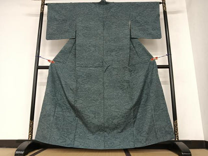 平和屋着物●結城紬 100亀甲 雪輪重ね花文 正絹 逸品 AABA0113zg