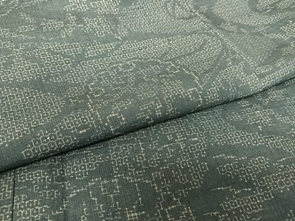平和屋着物●結城紬 100亀甲 雪輪重ね花文 正絹 逸品 AABA0113zg