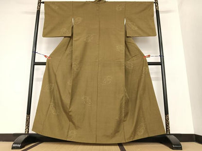 平和屋着物●結城紬 80亀甲 飛び亀甲柄 正絹 逸品 AABA0115zg