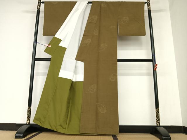平和屋着物●結城紬 80亀甲 飛び亀甲柄 正絹 逸品 AABA0115zg