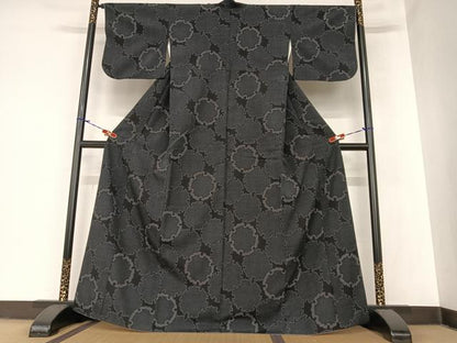 平和屋着物●白鷹お召 雪輪重ね文 正絹 逸品 AABA0117zg