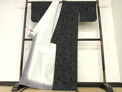 平和屋着物●白鷹お召 雪輪重ね文 正絹 逸品 AABA0117zg
