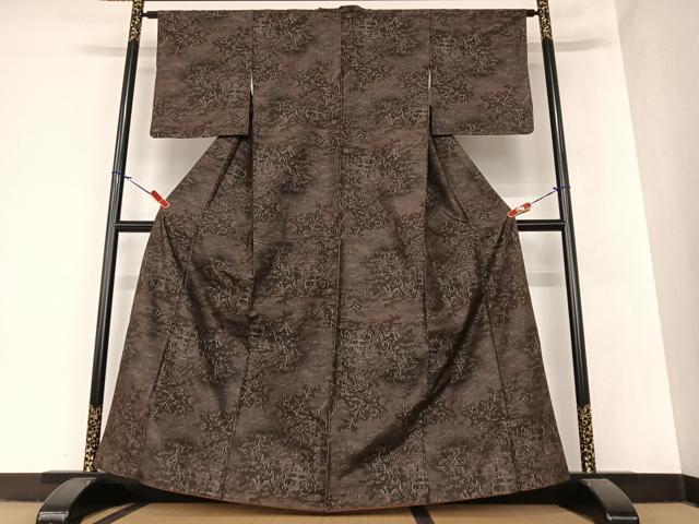 平和屋着物●上質な紬 風景文 正絹 逸品 AABA0124zg