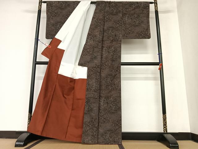 平和屋着物●上質な紬 風景文 正絹 逸品 AABA0124zg