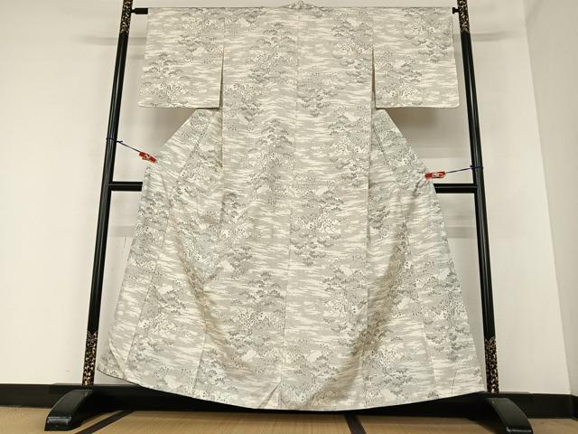 平和屋着物●本場大島紬 白大島 一元絣 花松文 正絹 逸品 AABA0132zg