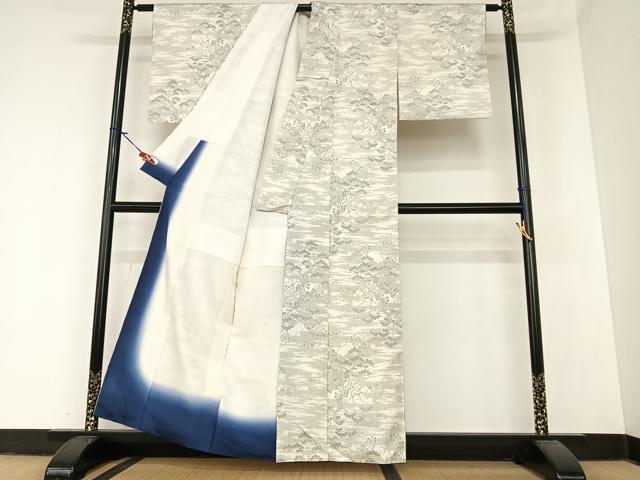 平和屋着物●本場大島紬 白大島 一元絣 花松文 正絹 逸品 AABA0132zg