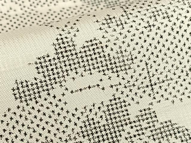 平和屋着物●本場大島紬 白大島 一元絣 花松文 正絹 逸品 AABA0132zg