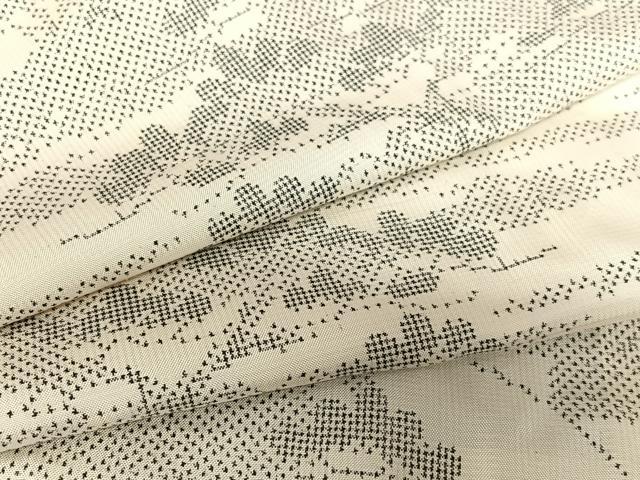 平和屋着物●本場大島紬 白大島 一元絣 花松文 正絹 逸品 AABA0132zg