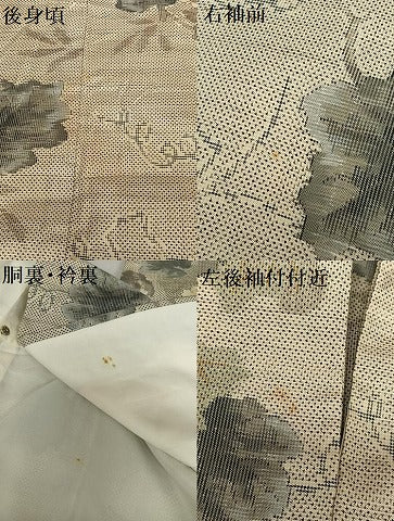 平和屋着物●本場大島紬 白大島 一元7マルキ 総絣 草花文 正絹 逸品 AABA0140zg