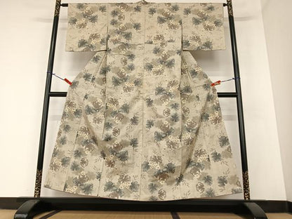 平和屋着物●本場大島紬 白大島 一元7マルキ 総絣 草花文 正絹 逸品 AABA0140zg