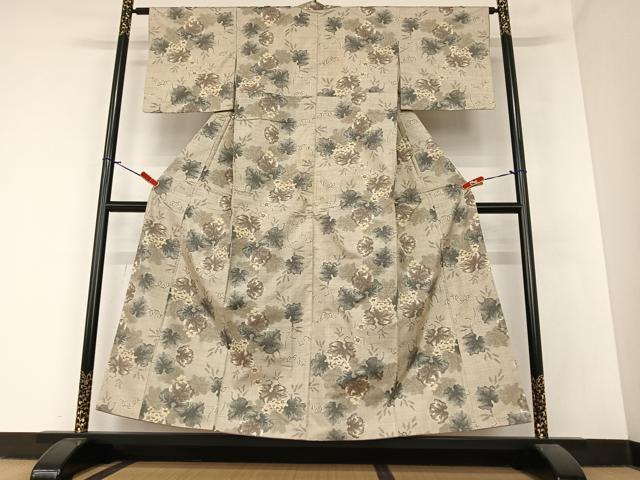 平和屋着物●本場大島紬 白大島 一元7マルキ 総絣 草花文 正絹 逸品 AABA0140zg