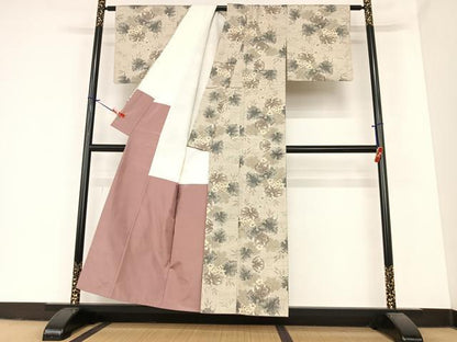 平和屋着物●本場大島紬 白大島 一元7マルキ 総絣 草花文 正絹 逸品 AABA0140zg
