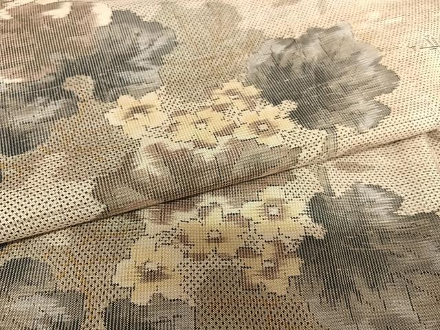 平和屋着物●本場大島紬 白大島 一元7マルキ 総絣 草花文 正絹 逸品 AABA0140zg