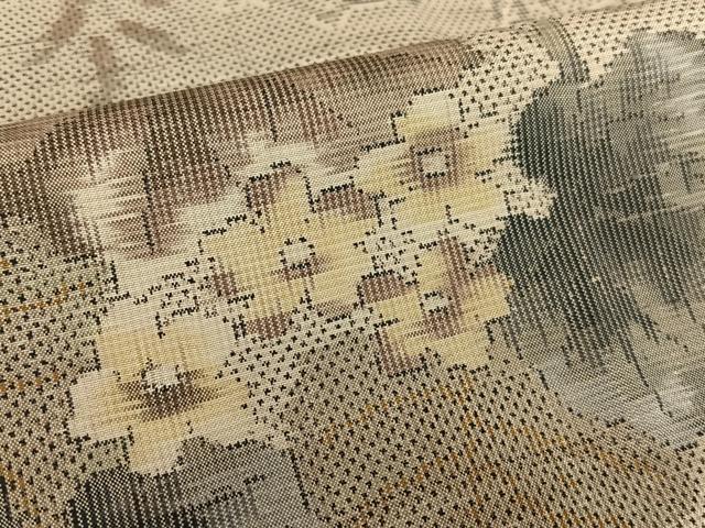 平和屋着物●本場大島紬 白大島 一元7マルキ 総絣 草花文 正絹 逸品 AABA0140zg