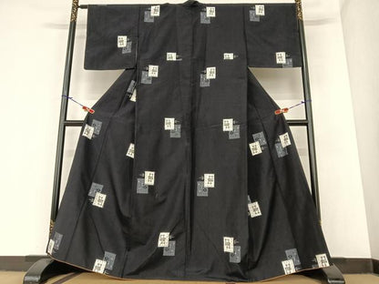 平和屋着物●上質な紬　色紙重ね飛鳥文　正絹　逸品　AABA0142zg