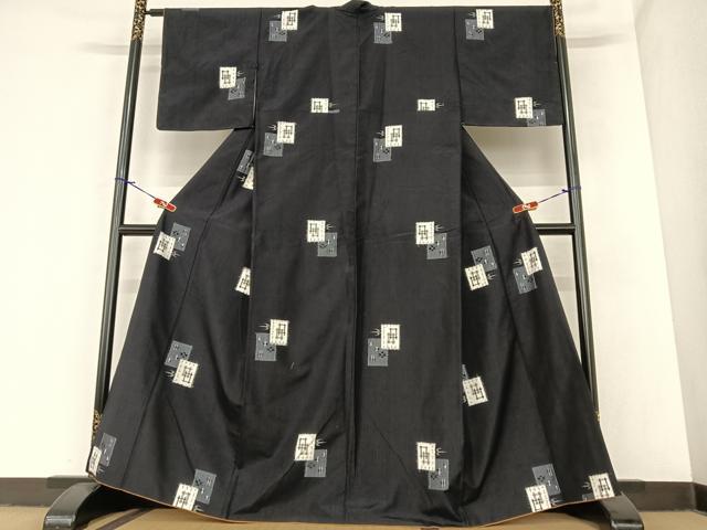 平和屋着物●上質な紬　色紙重ね飛鳥文　正絹　逸品　AABA0142zg