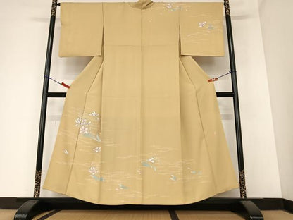 平和屋着物●訪問着 友禅 作家物 枝花文 敷松葉 正絹 逸品 AABA0144zg