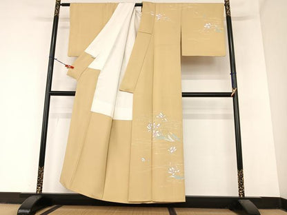 平和屋着物●訪問着 友禅 作家物 枝花文 敷松葉 正絹 逸品 AABA0144zg