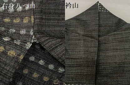 平和屋着物●上質な紬 ちぢみ織 段違い文 正絹 逸品 AABA0182zg