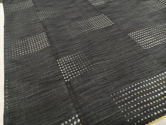 平和屋着物●上質な紬 ちぢみ織 段違い文 正絹 逸品 AABA0182zg