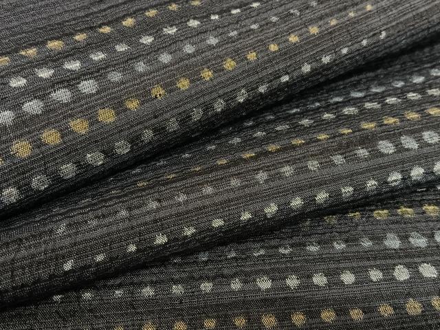 平和屋着物●上質な紬 ちぢみ織 段違い文 正絹 逸品 AABA0182zg