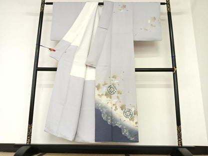 平和屋着物●太田洋 訪問着 花唐草文 暈し染め 金彩 正絹 逸品 AABA0183zg