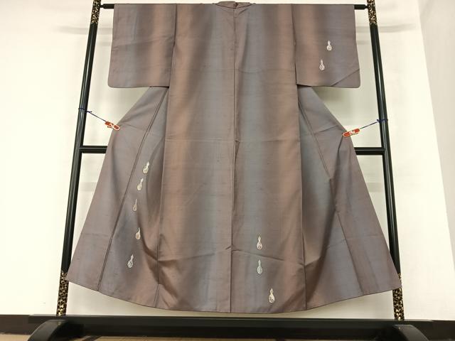 平和屋着物●訪問着 紬地 手描き 瓢箪花文 暈し染め 正絹 逸品 AABA0184zg
