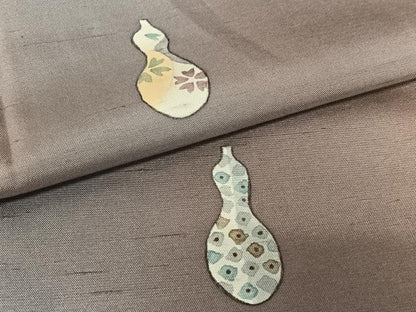 平和屋着物●訪問着 紬地 手描き 瓢箪花文 暈し染め 正絹 逸品 AABA0184zg