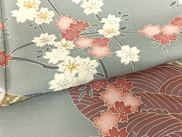 平和屋着物●訪問着　友禅　枝垂れ桜文　正絹　逸品　AABA0187zg