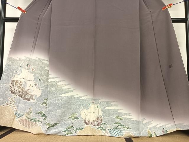 平和屋着物●訪問着 作家物 立波風景文 南蛮船 正絹 逸品 AABA0194zg