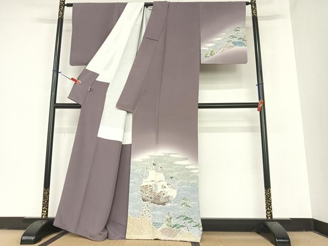 平和屋着物●訪問着 作家物 立波風景文 南蛮船 正絹 逸品 AABA0194zg