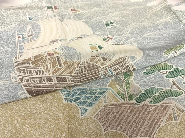 平和屋着物●訪問着 作家物 立波風景文 南蛮船 正絹 逸品 AABA0194zg