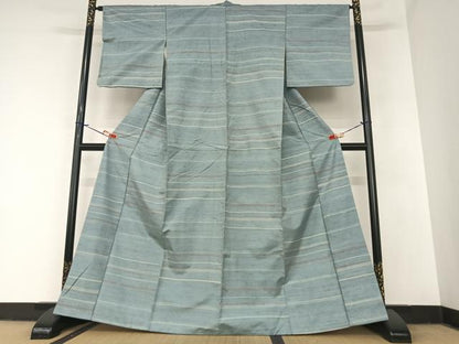 平和屋着物●上質な紬 横段文 正絹 逸品 AABA0199zg