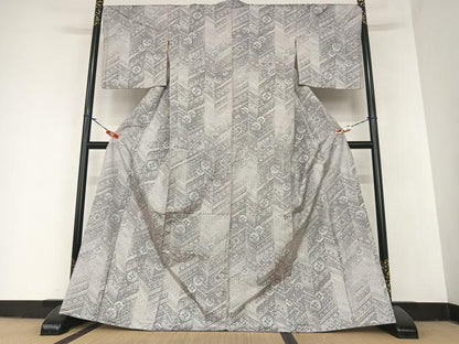 平和屋着物●都喜ヱ門　本場大島紬　白大島　一元7マルキ　総絣　花丸文　藤絹織物謹製　正絹　逸品　AABA0202zg